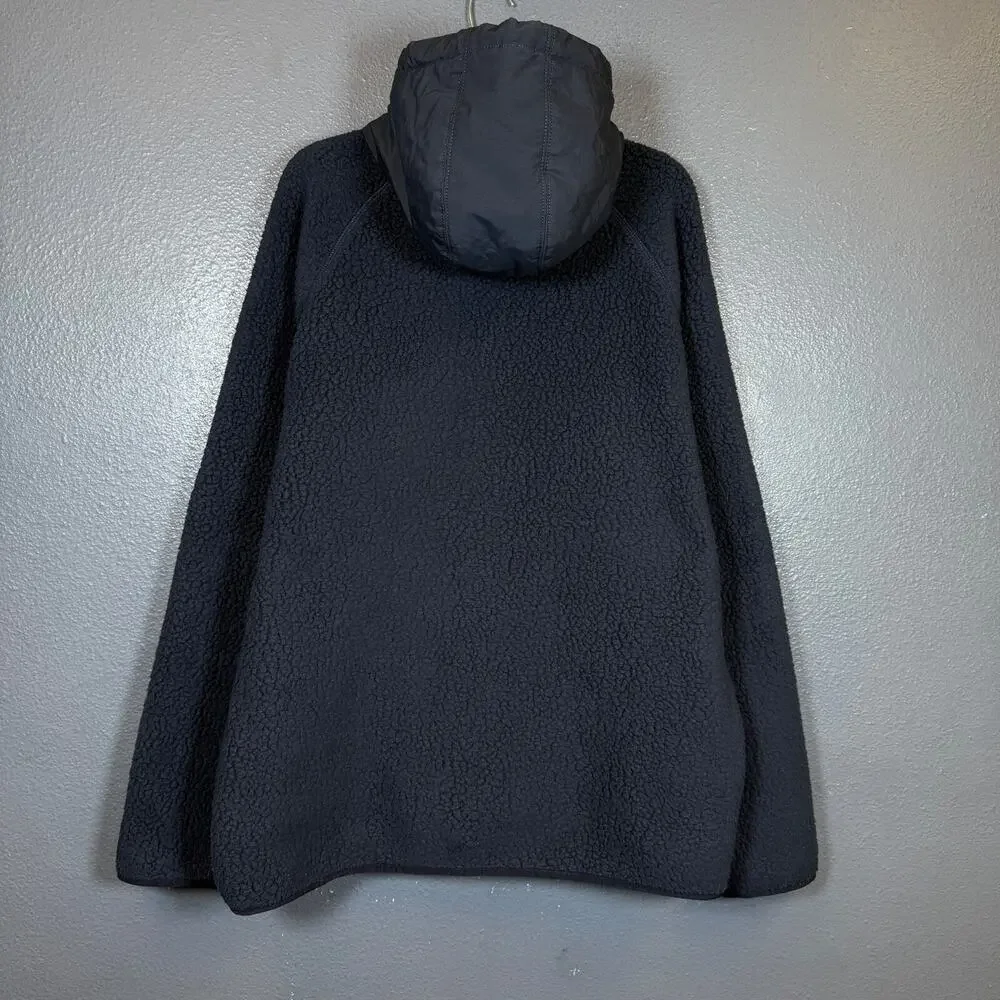 J. Crew XL men’s navy blue fleece sherpa hoodie hooded jacket outdoor hiking